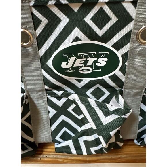 EUC Green Geometric New York Jets Structured Tote Shopping Bag - Picture 5 of 5